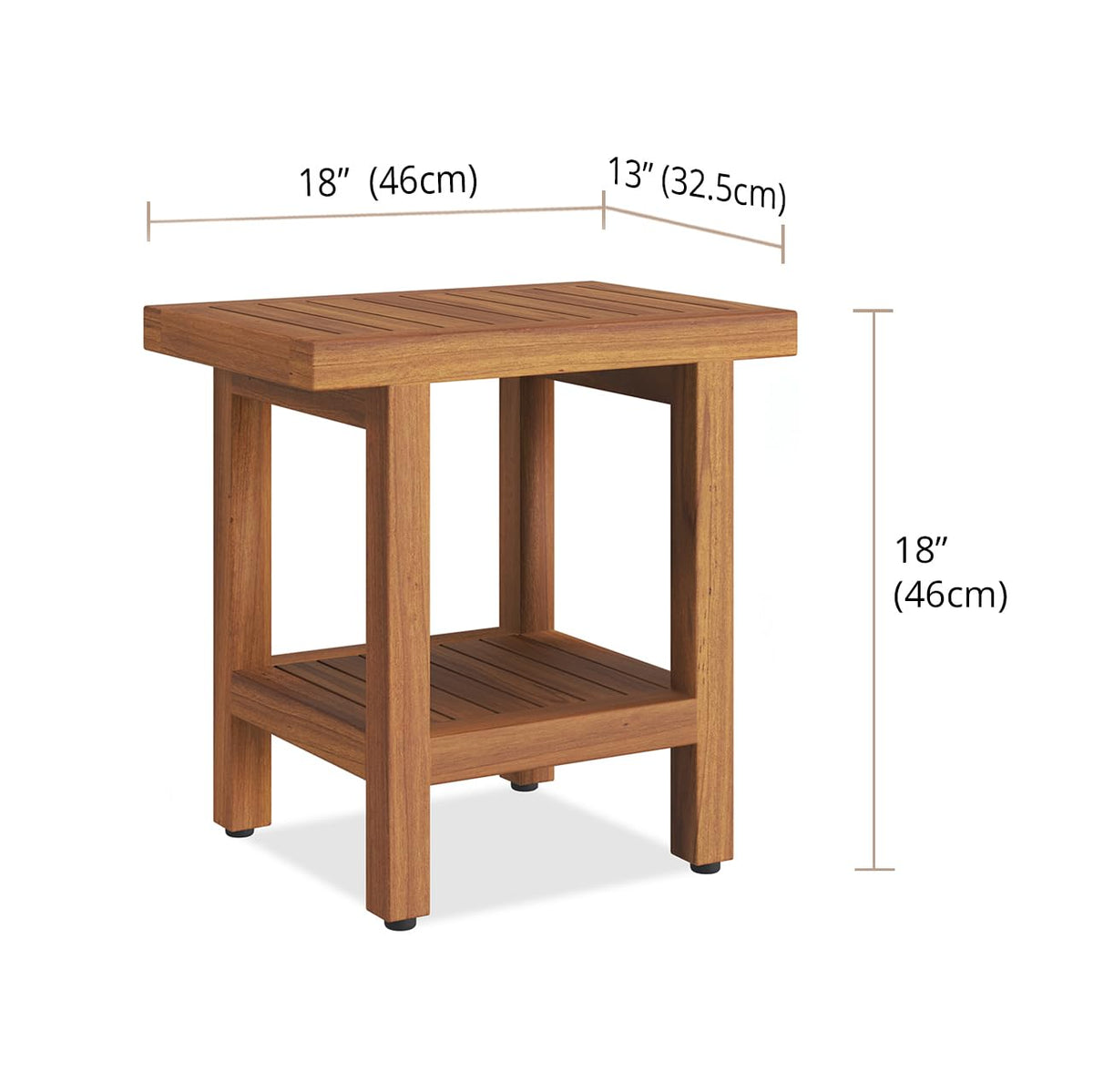 18" Teak Shower Bench with Shelf H62259