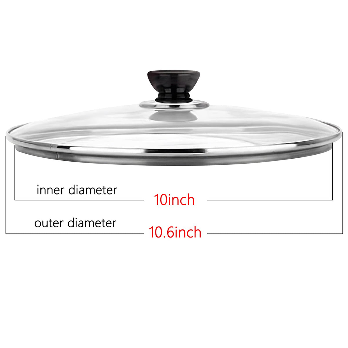 10 Inch Tempered Glass Replacement Pan Lid with Steam Vent U621