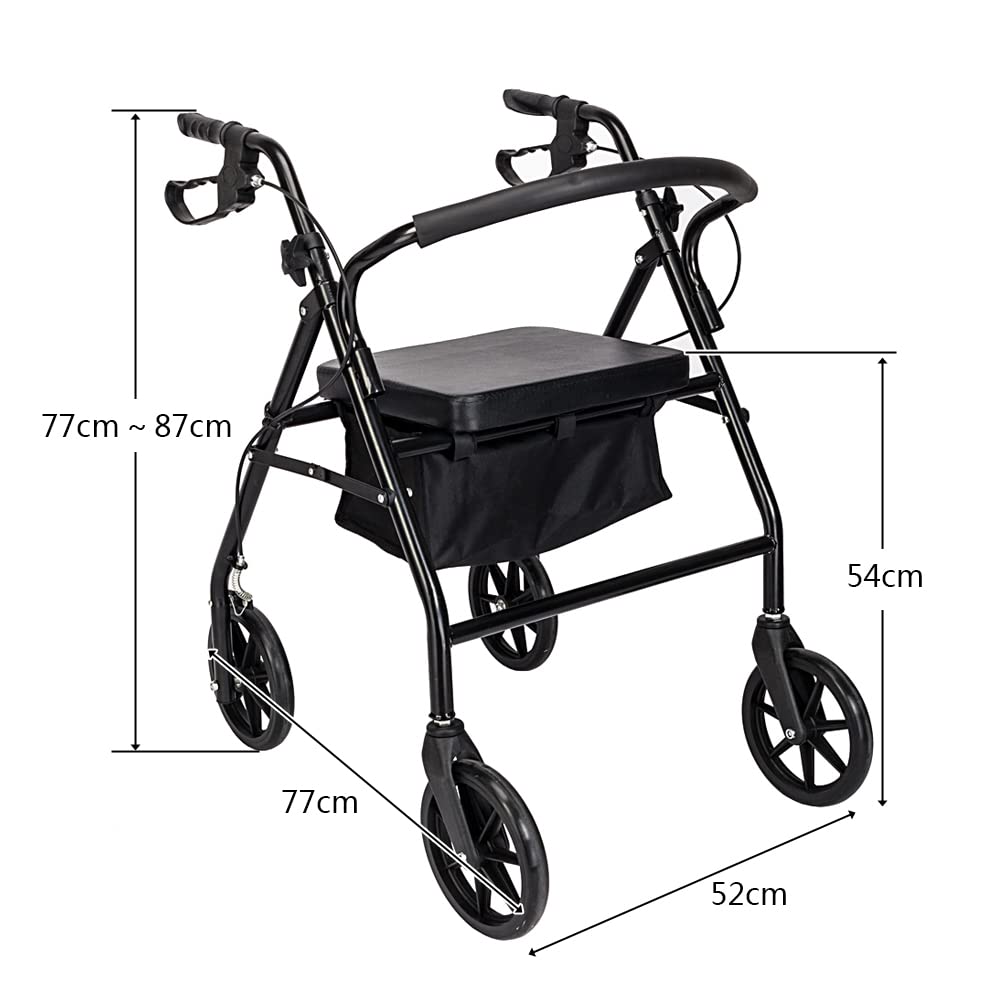 Rollator Walker with Seat, 8" Wheels, 286 Pound Capacity J97097