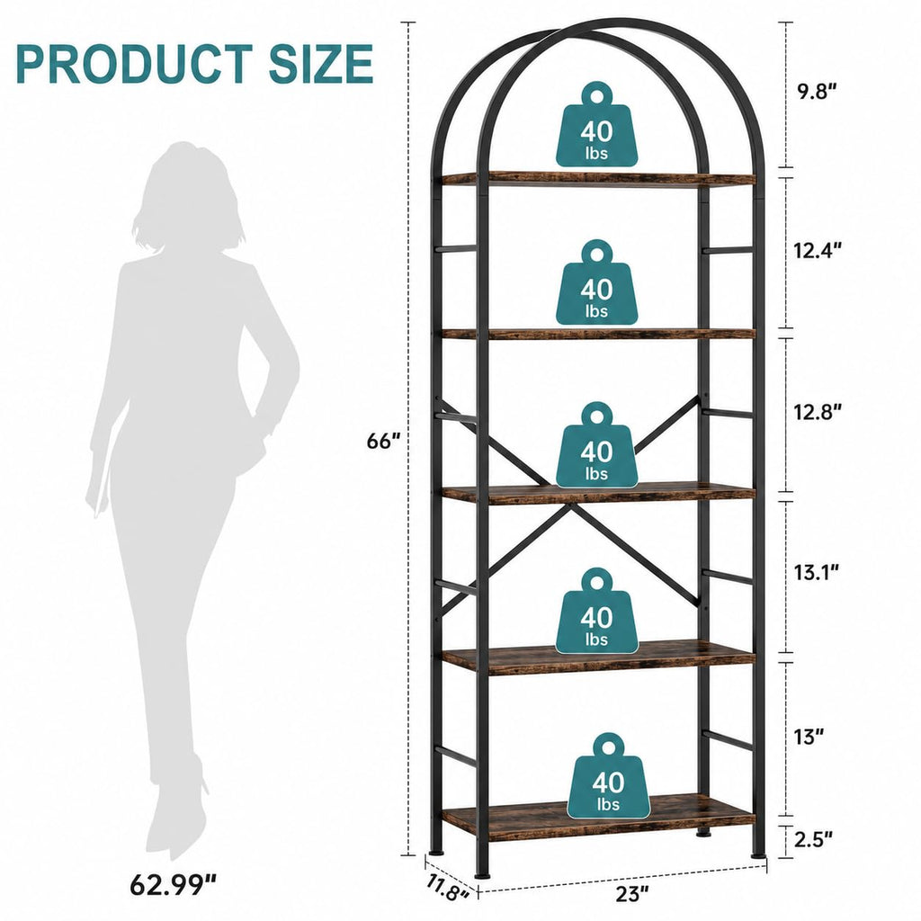 5 Tier Brown Bookshelf M967