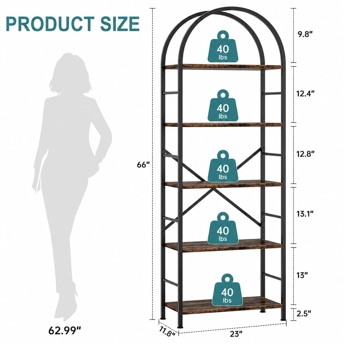 5 Tier Brown Bookshelf M967