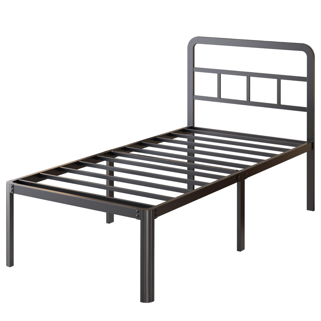 18 Inch Twin XL Black Metal Bed Frame with Headboard X625