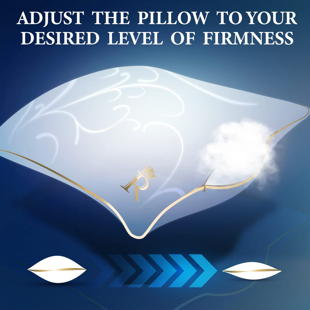 King Size Set of 2 Adjustable Cotton Bed Pillows K3923