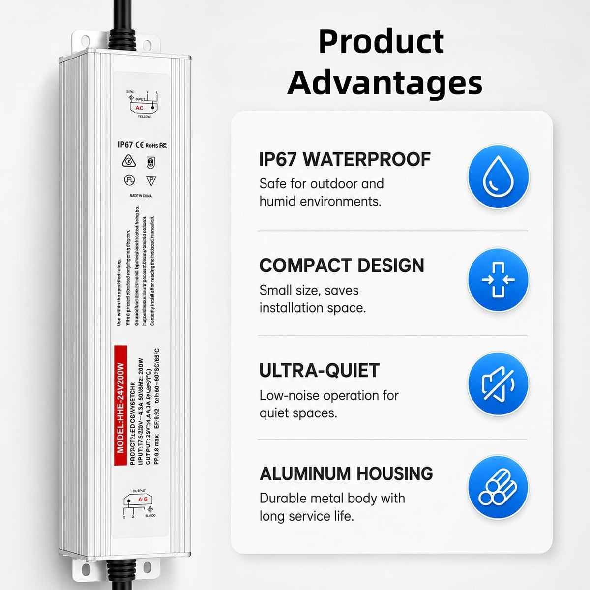 24V 200W IP67 Waterproof LED Power Supply F28562