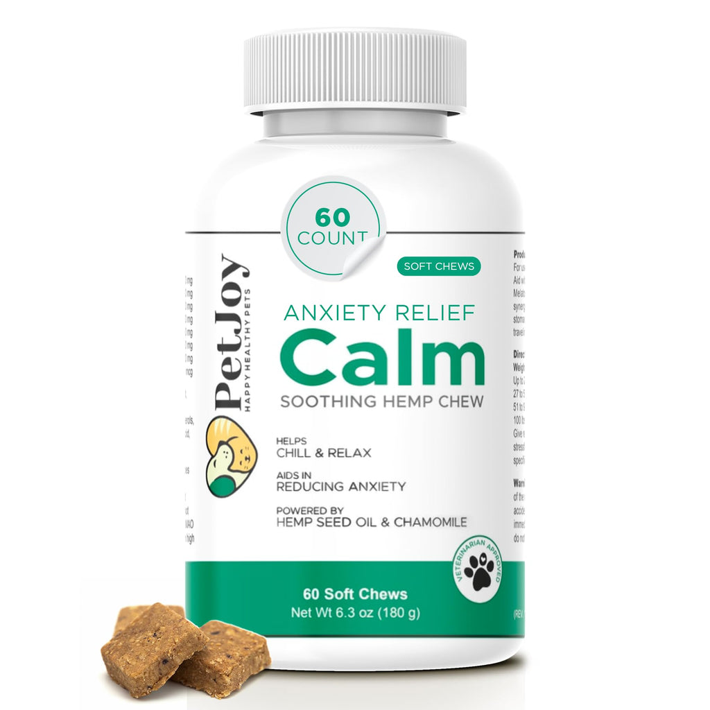 Hemp Calming Chews for Dogs with Chamomile 60 Bacon Treats J4296