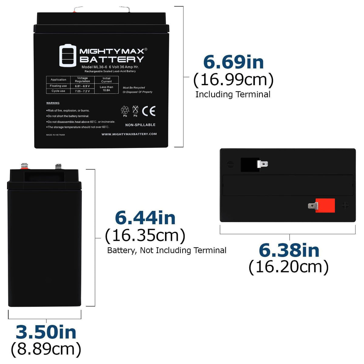 6V 36Ah AGM F2 Terminal Battery X27984