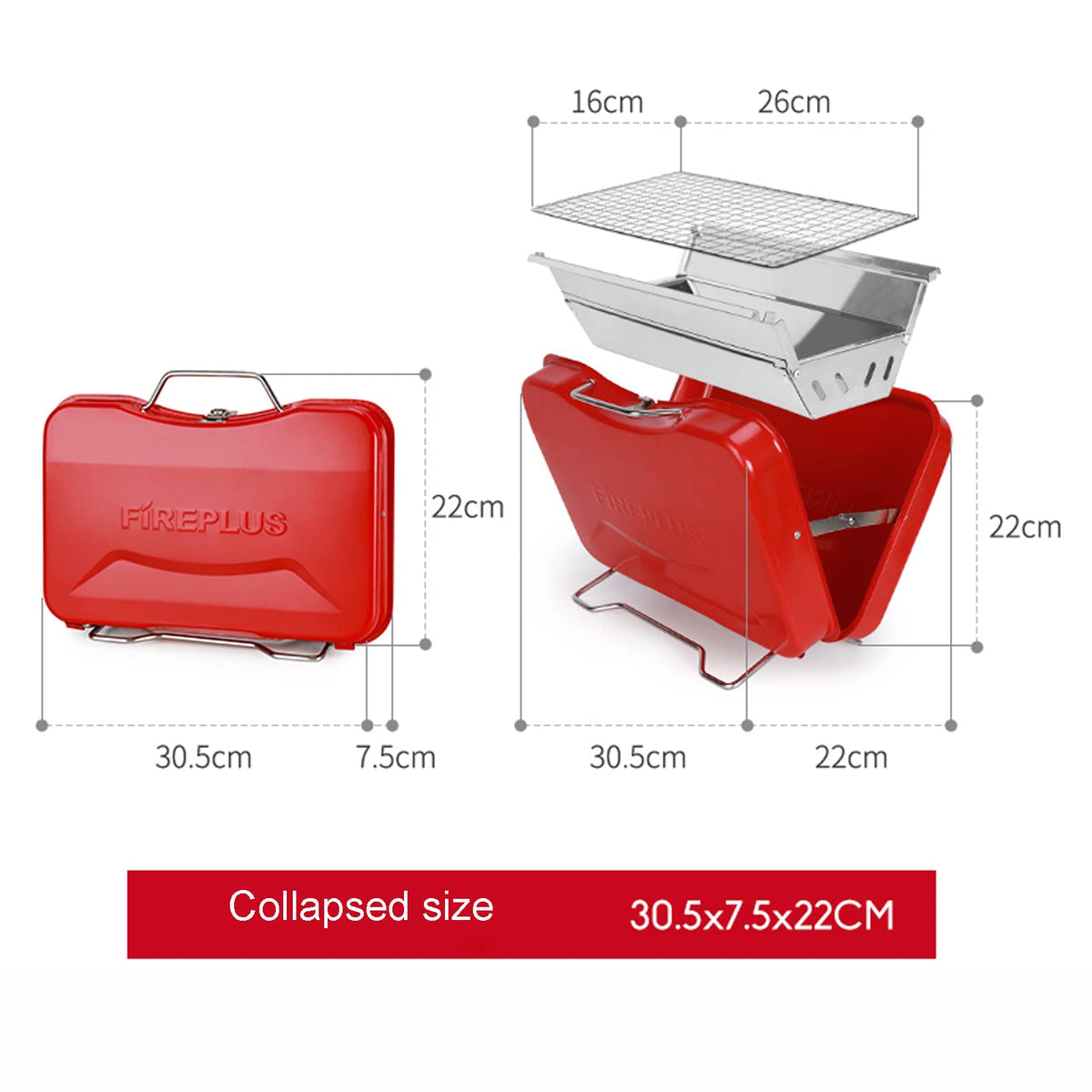 Foldable Portable Stainless Steel Charcoal BBQ Grill D431