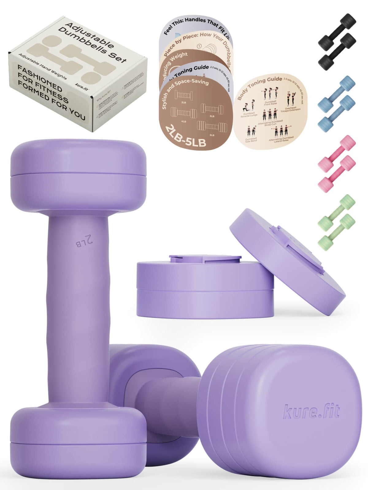 Adjustable Dumbbell Set 2LB 3LB 4LB 5LB T36596