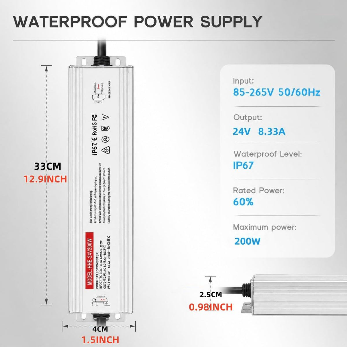 24V 200W IP67 Waterproof LED Power Supply F28562