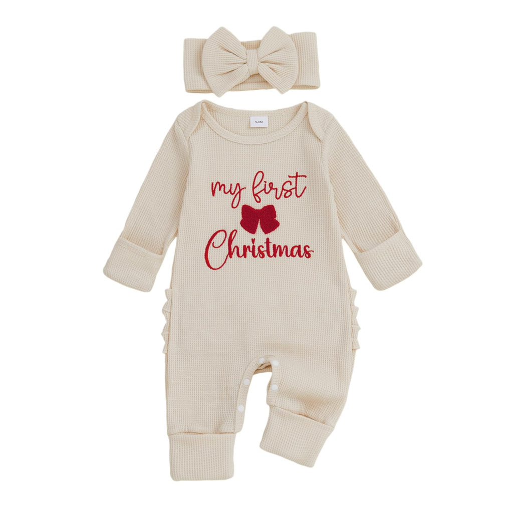 Baby Girl Long Sleeve Jumpsuit with Headband M6787