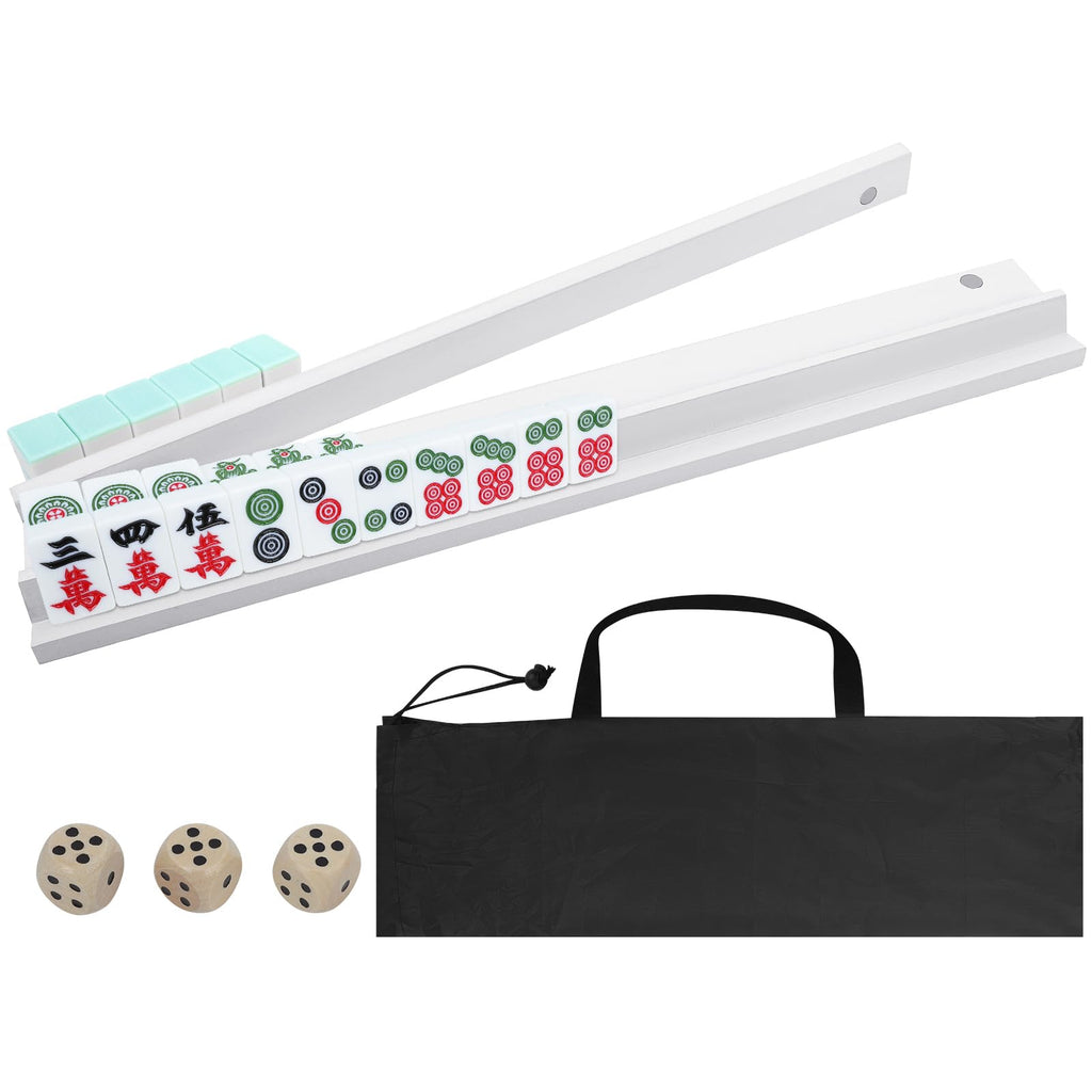 Pine Wood Mahjong Racks with Pushers Set of 4 B3148
