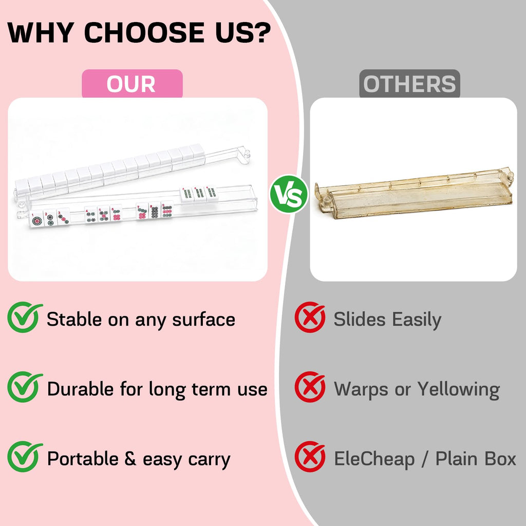 Clear Acrylic Mahjong Racks with Pushers Set of 4 D958