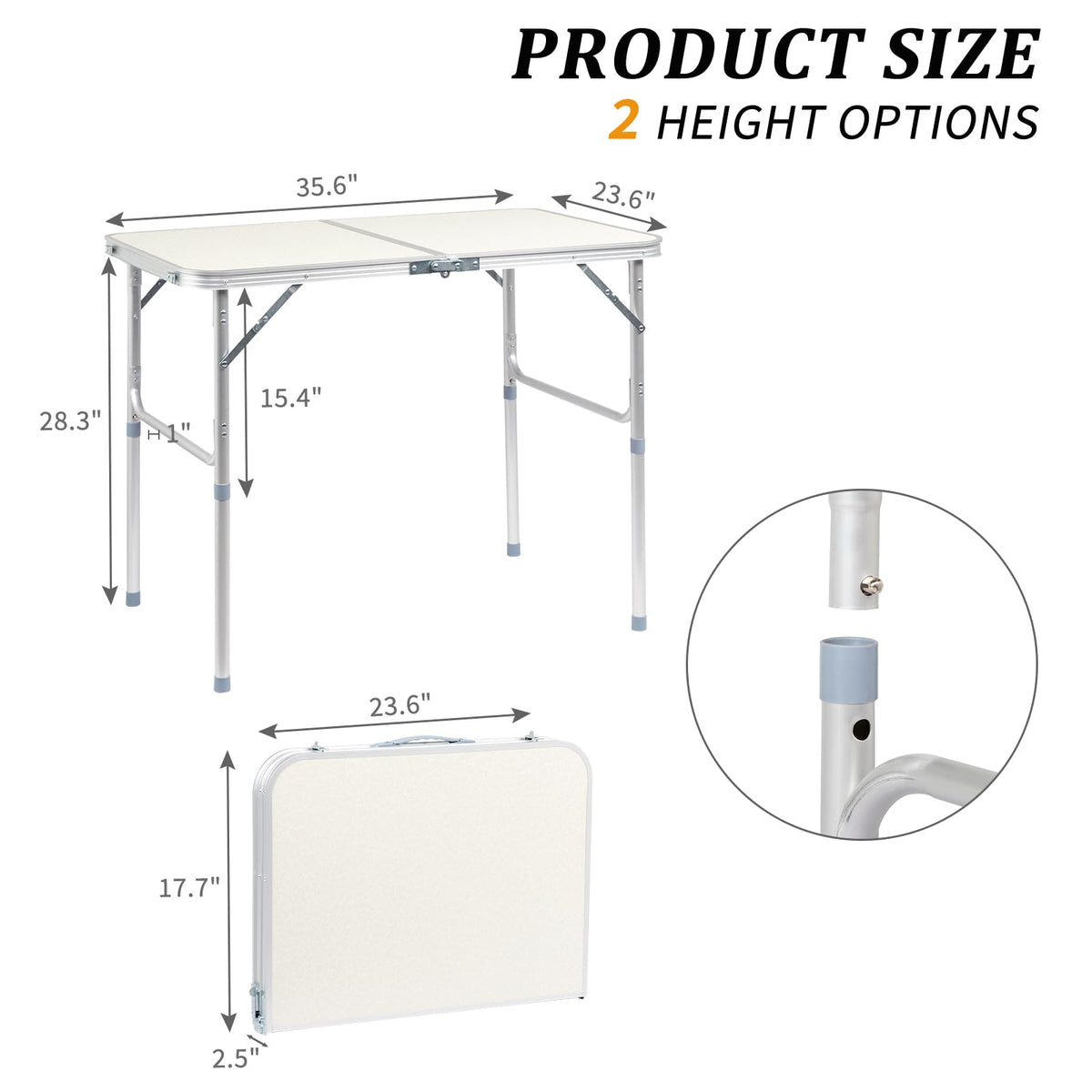 3ft Portable Aluminum Folding Picnic Table with Carry Handle E39314