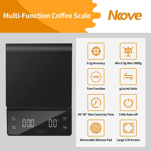 0.1g High Precision Coffee Scale with Timer H46682