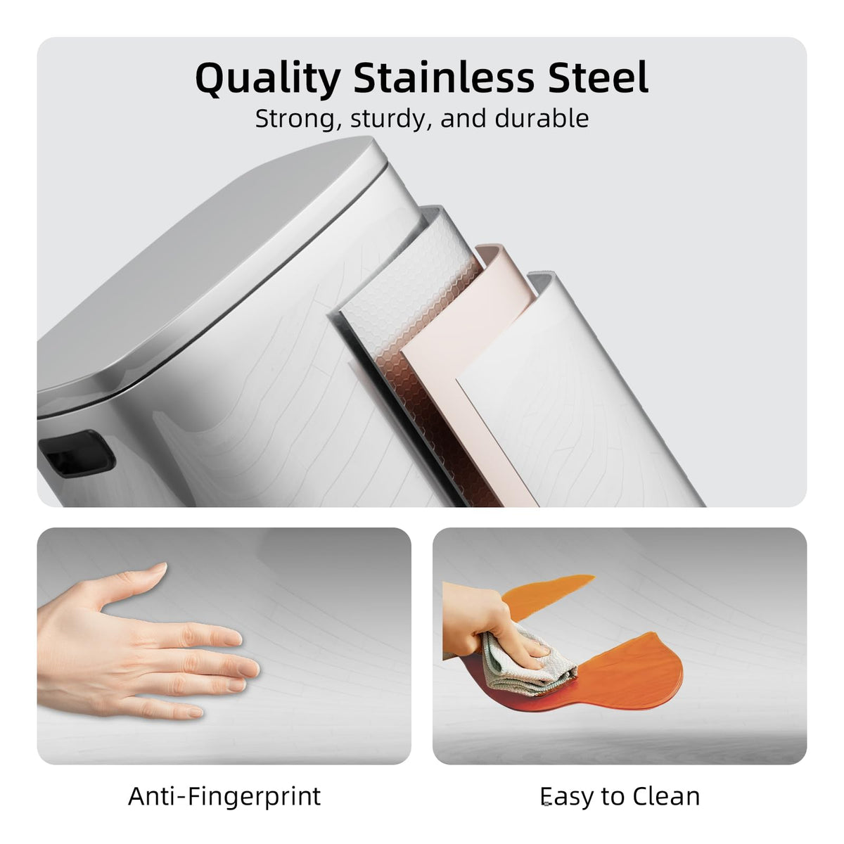 13 Gallon Stainless Steel Step Trash Can with Lid K68573