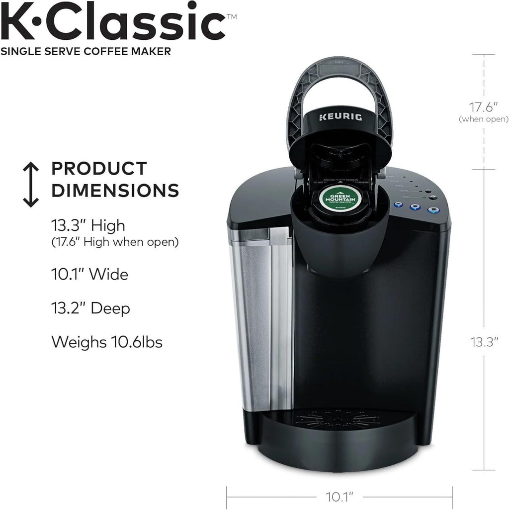 Single Serve K-Cup Pod Coffee Maker, 3 Brew Sizes, 48oz Removable Reservoir, Black S446