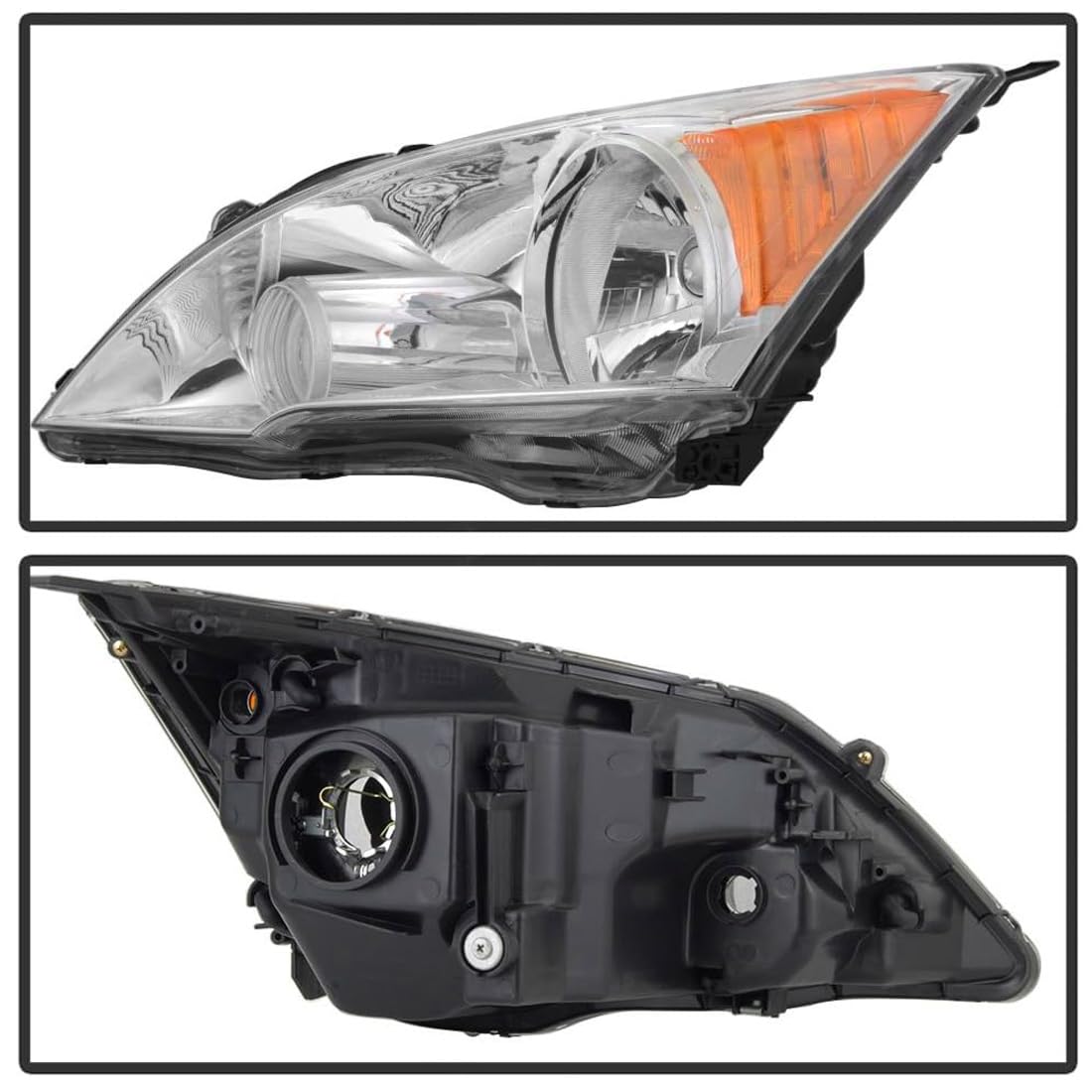 Halogen Headlight Assembly with Chrome Housing Amber Reflector D801551
