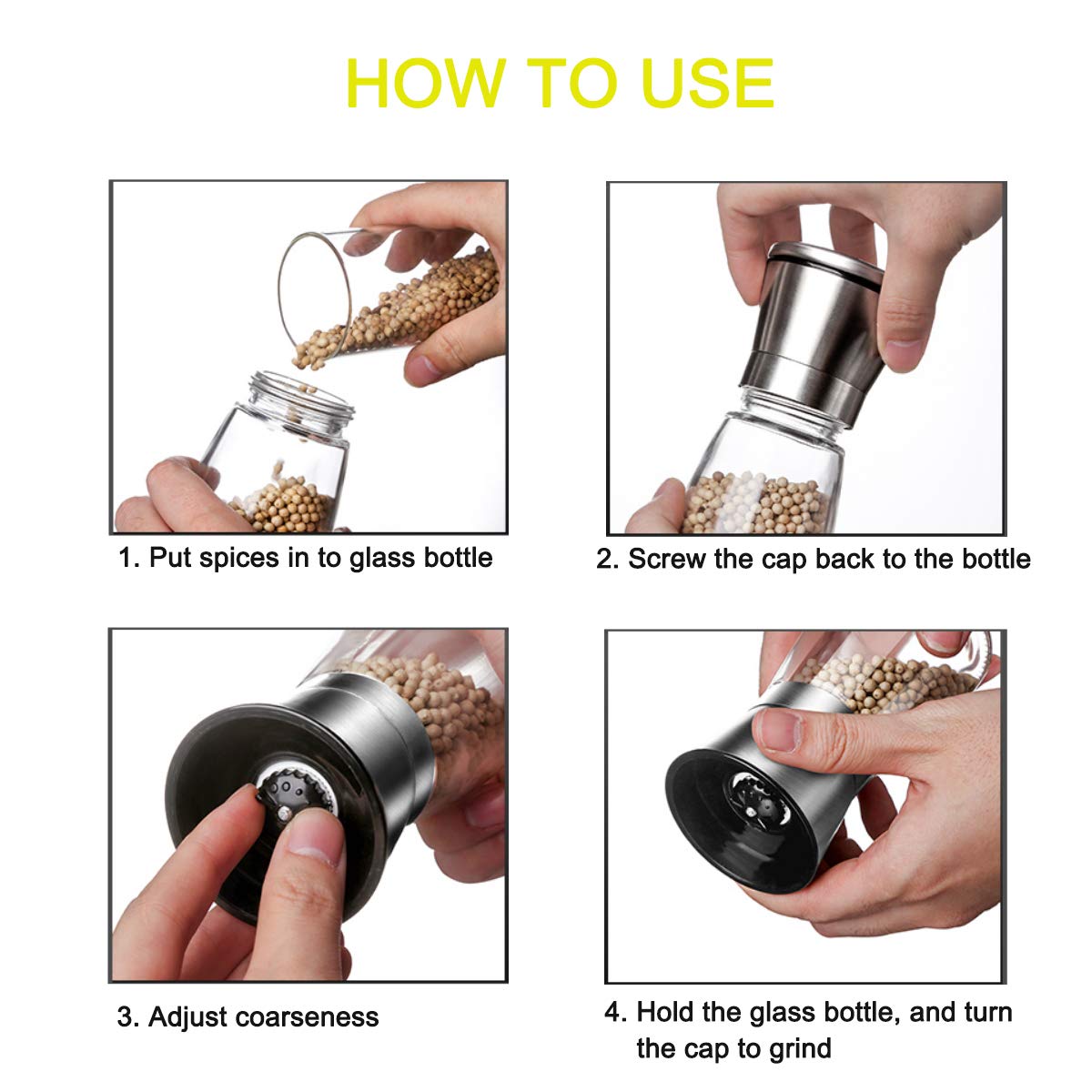 Salt or Pepper Grinder Mill Shaker Adjustable P7402