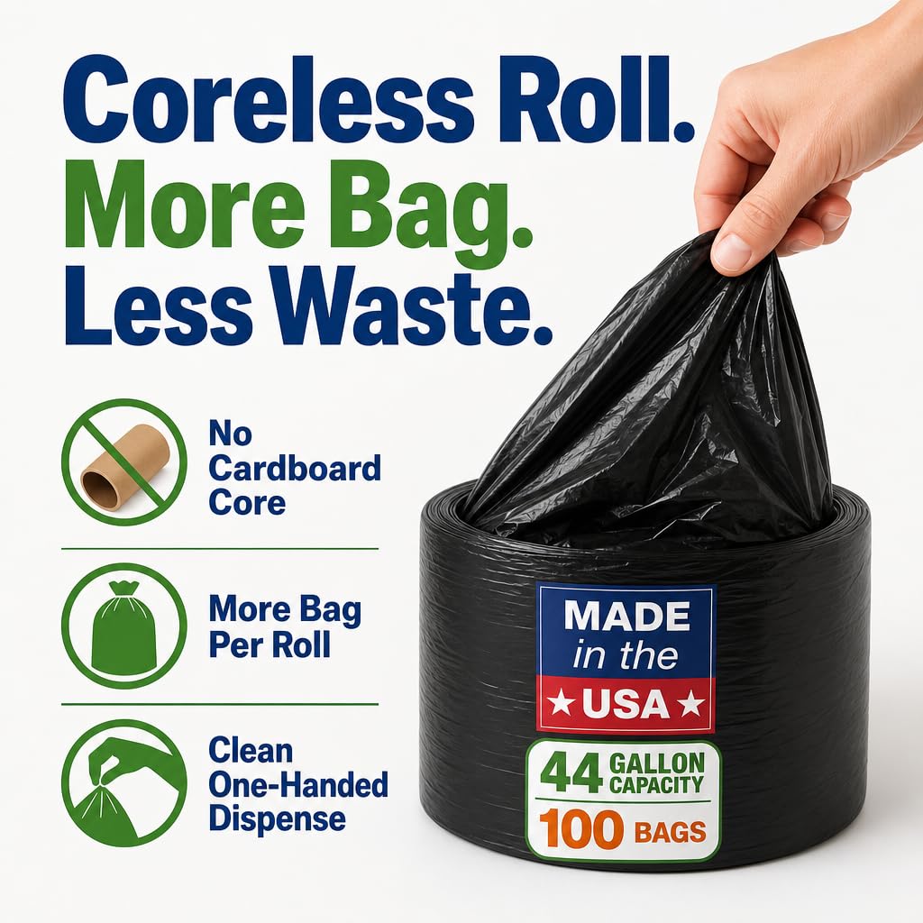 40-45 Gallon Heavy Duty Black Trash Bags 100 Count F741