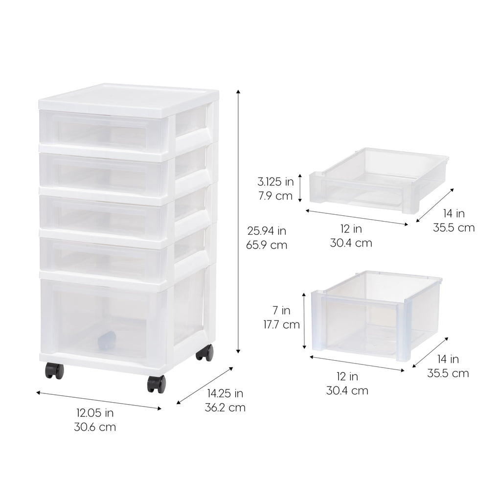 5 Drawer Rolling Storage Cart with Organizer Top X94550