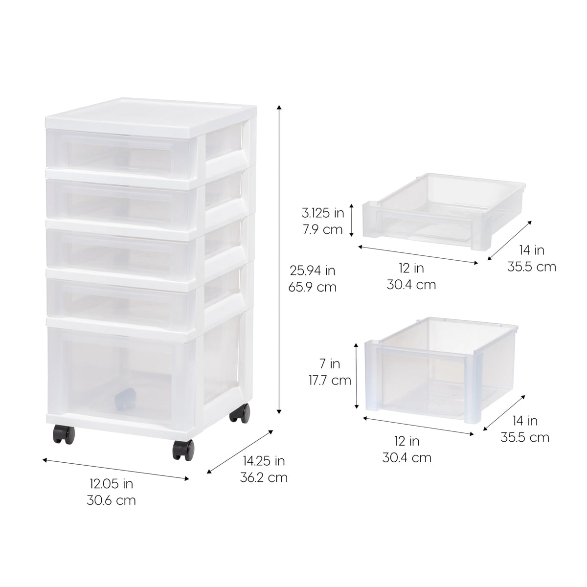5 Drawer Rolling Storage Cart with Organizer Top X94550