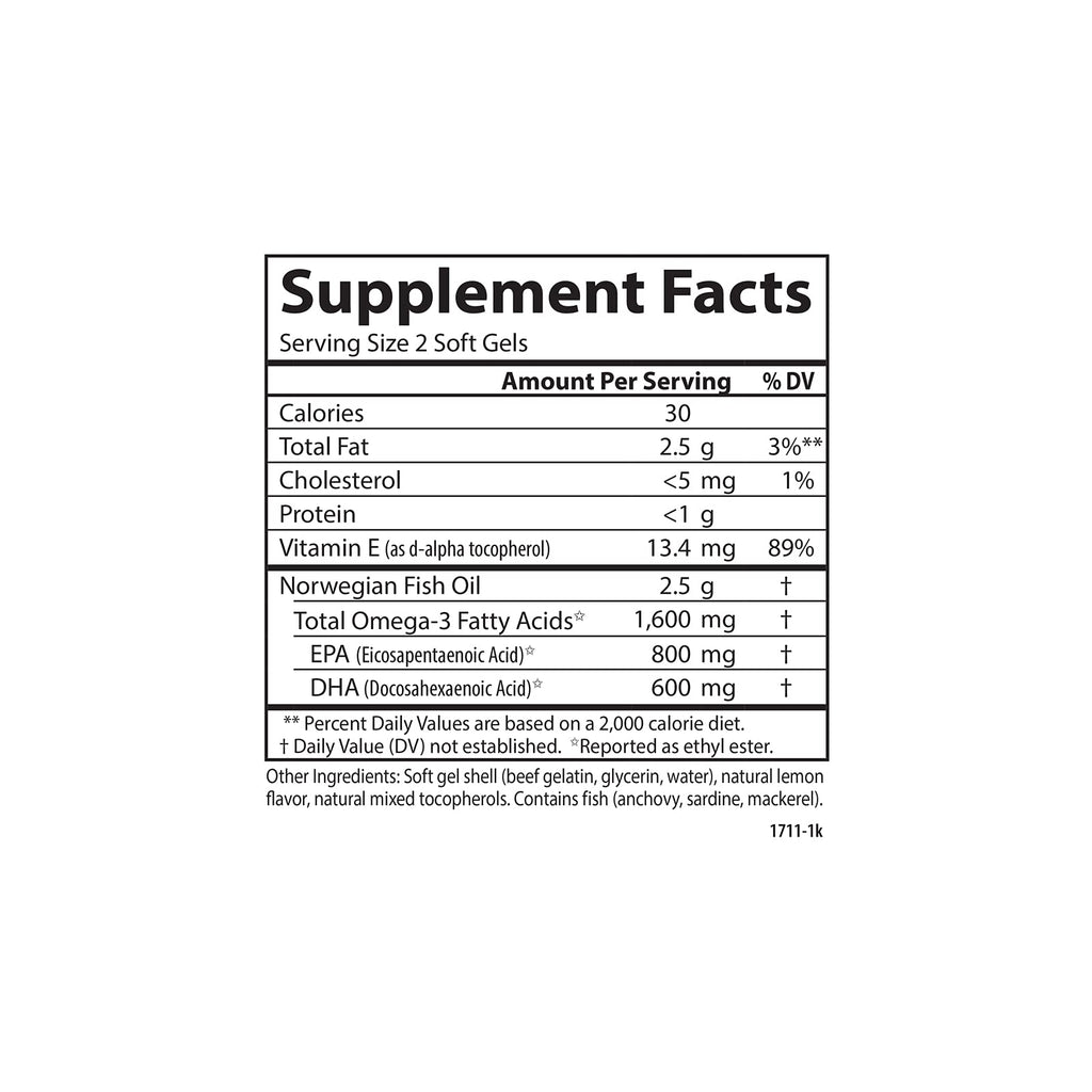 Omega-3 1600 mg Lemon 90 Softgels I23170