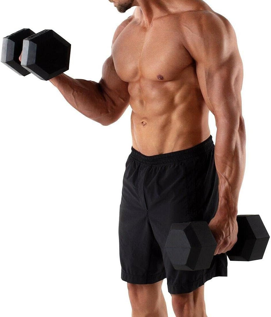Rubber Coated Cast Iron Hex Dumbbells C1249