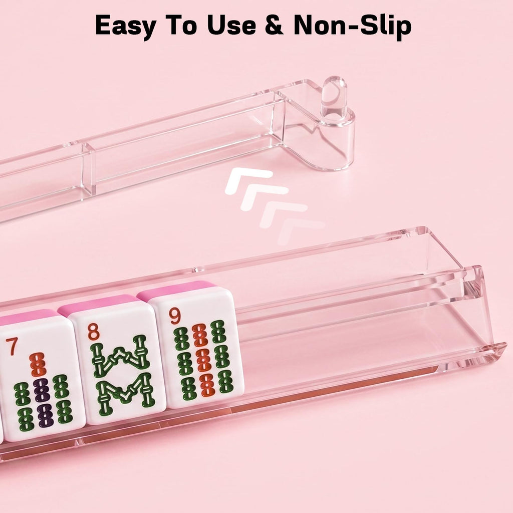 Clear Acrylic Mahjong Racks with Pushers Set of 4 D958