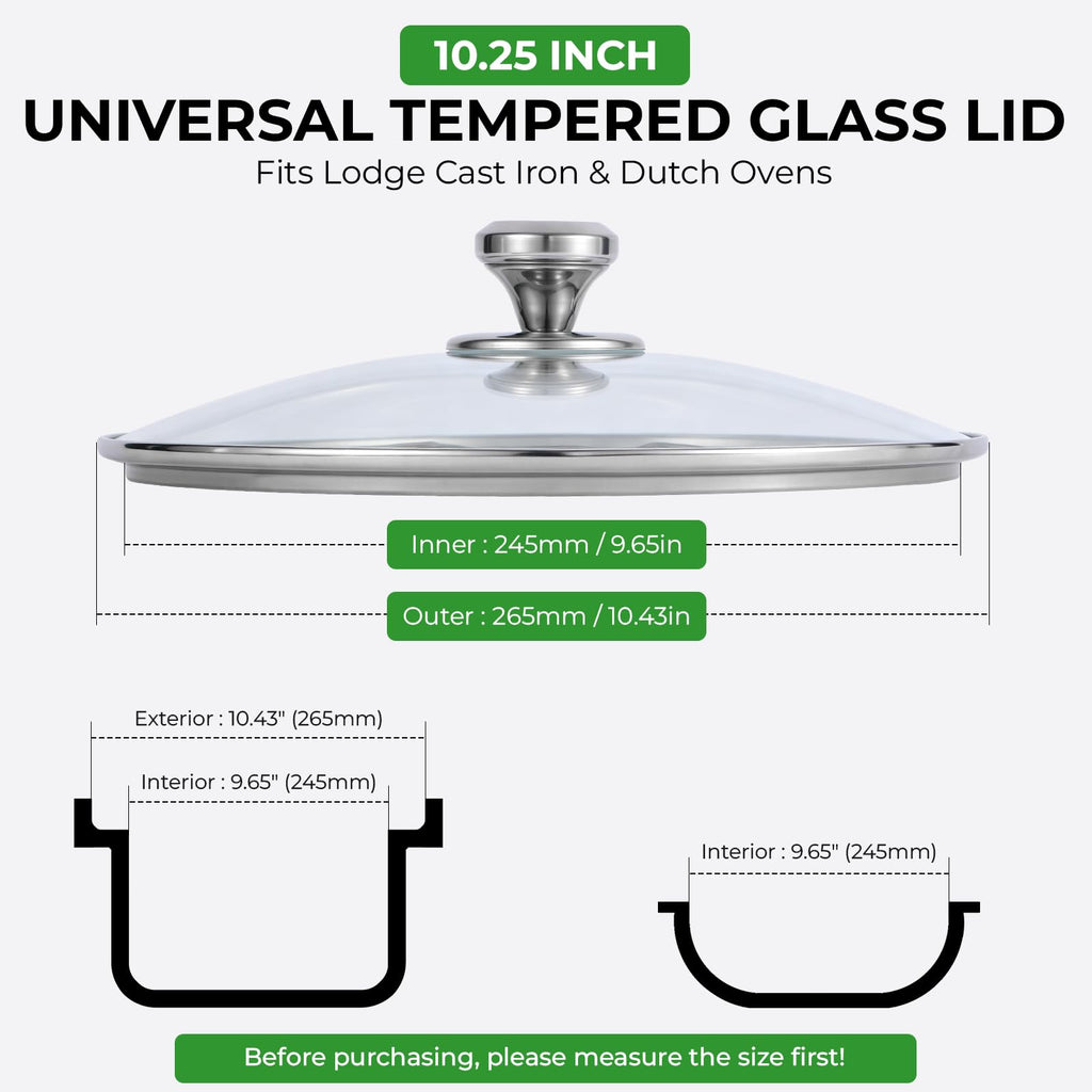 10.25 Inch Tempered Glass Lid with Stainless Steel Knob P899