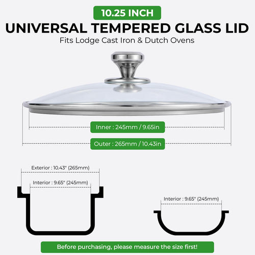 10.25 Inch Tempered Glass Lid with Stainless Steel Knob P899