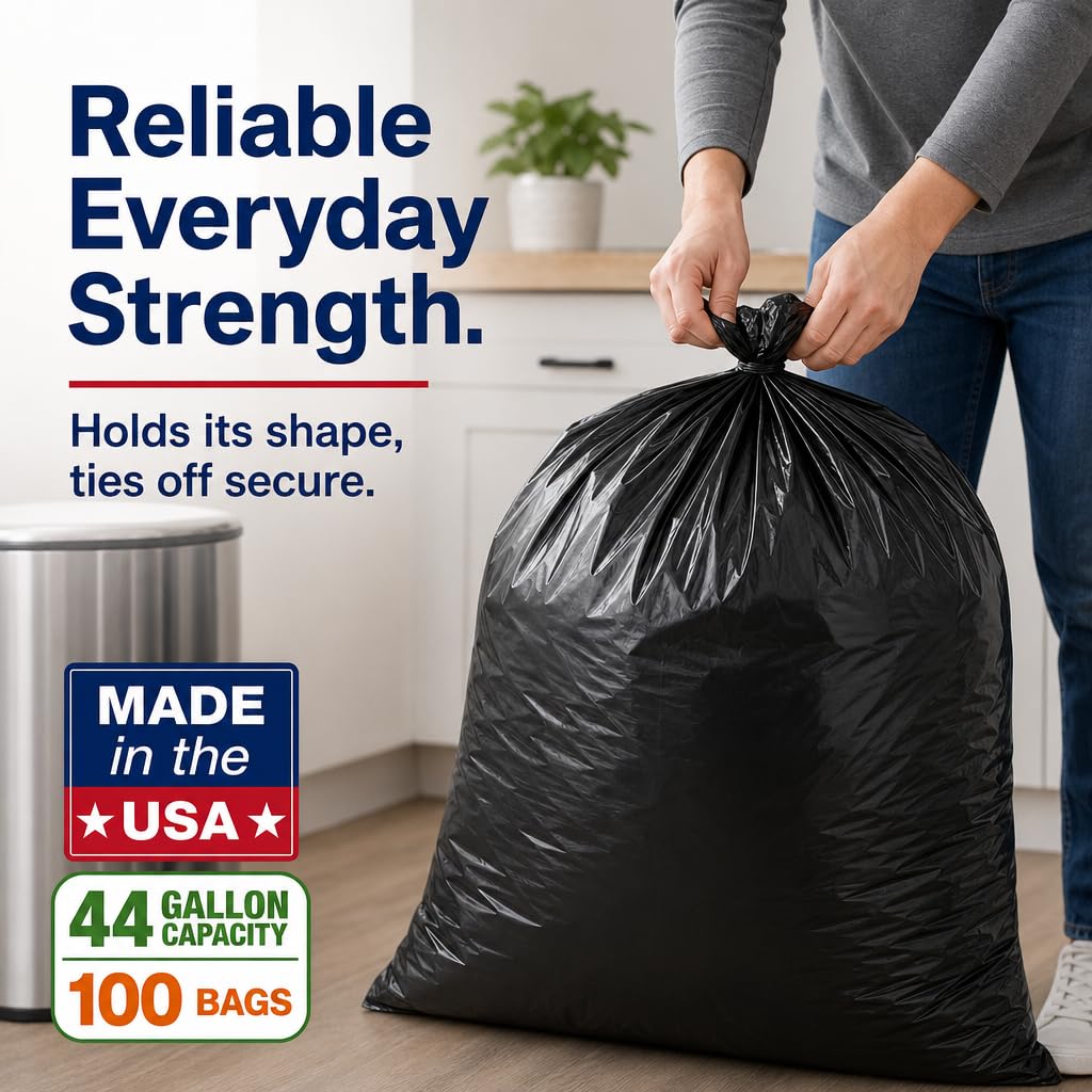 40-45 Gallon Heavy Duty Black Trash Bags 100 Count F741