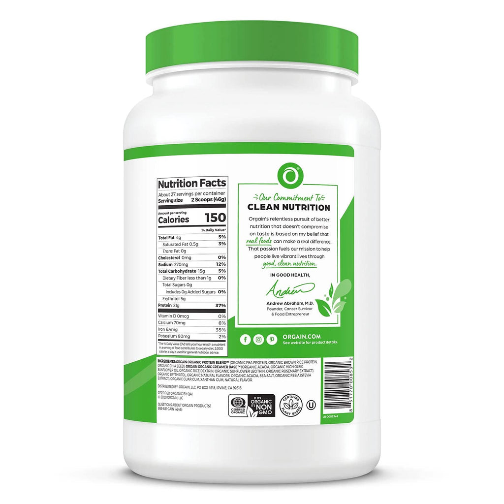Organic Plant Based Protein Powder Vanilla Bean 2.74 lb Z5341