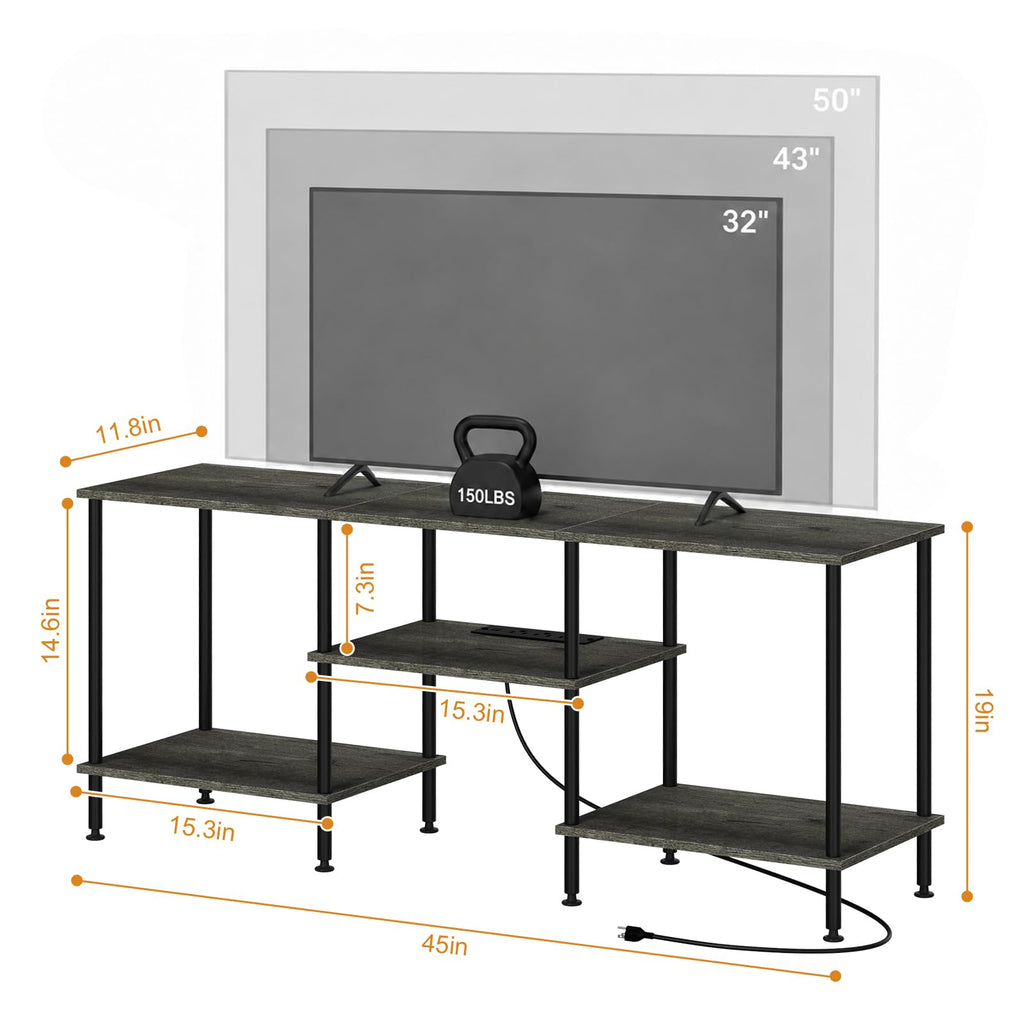 50 Inch Dark Grey TV Stand with Power Outlet Q186061