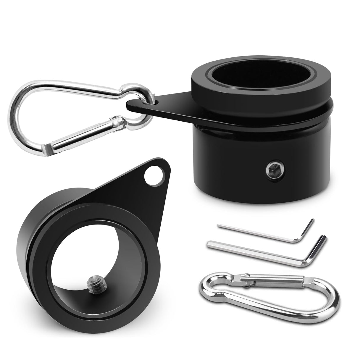 Aluminum Alloy 360° Rotating Flag Pole Rings with Carabiner, Pack of 2 N1474