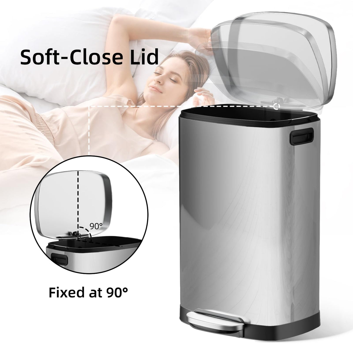 13 Gallon Stainless Steel Step Trash Can with Lid K68573