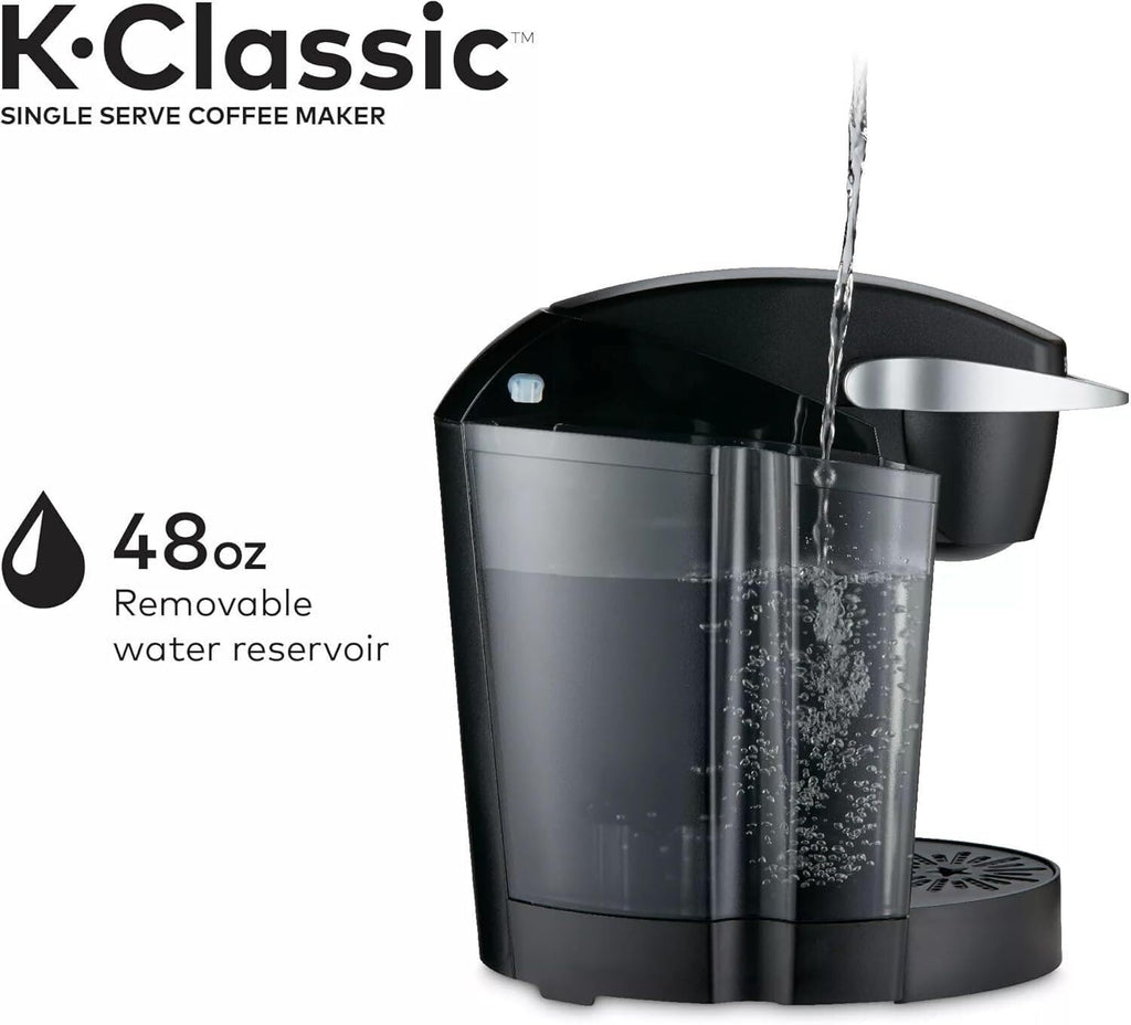 Single Serve K-Cup Pod Coffee Maker, 3 Brew Sizes, 48oz Removable Reservoir, Black S446