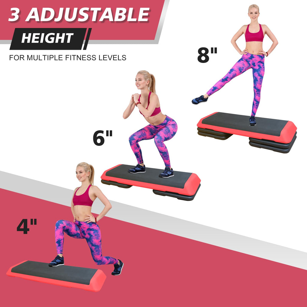 43'' Adjustable Aerobic Exercise Step Platform with 4 Stackable Risers E775298