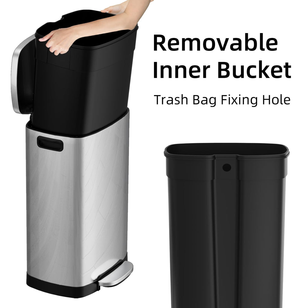 13 Gallon Stainless Steel Step Trash Can with Lid K68573