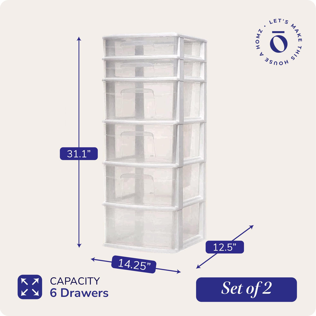6 Drawer Plastic Storage Cart 2 Pack G53815