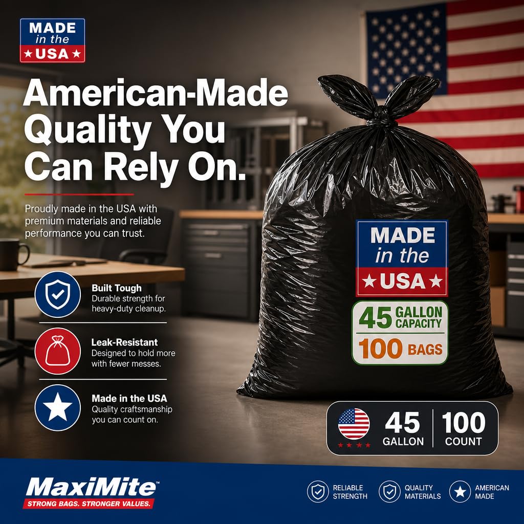 40-45 Gallon Heavy Duty Black Trash Bags 100 Count F741