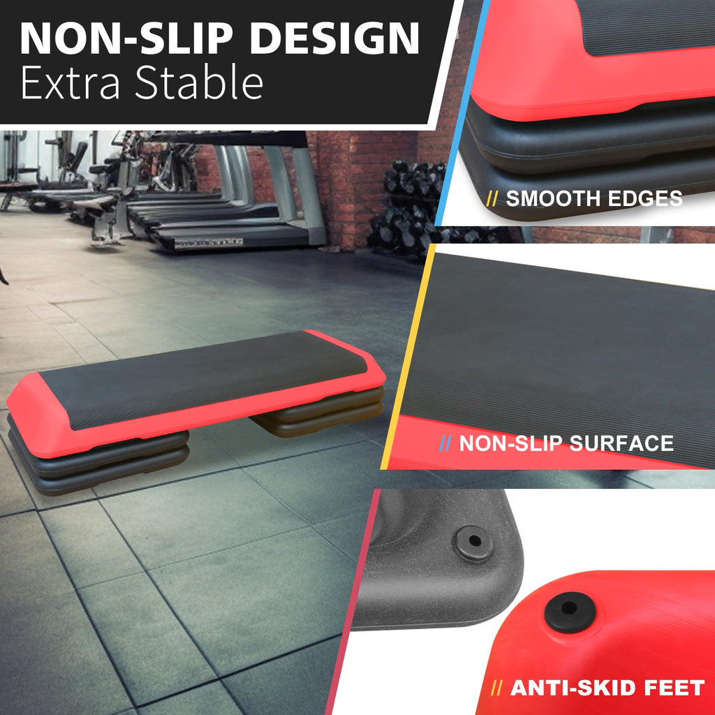 43'' Adjustable Aerobic Exercise Step Platform with 4 Stackable Risers E775298