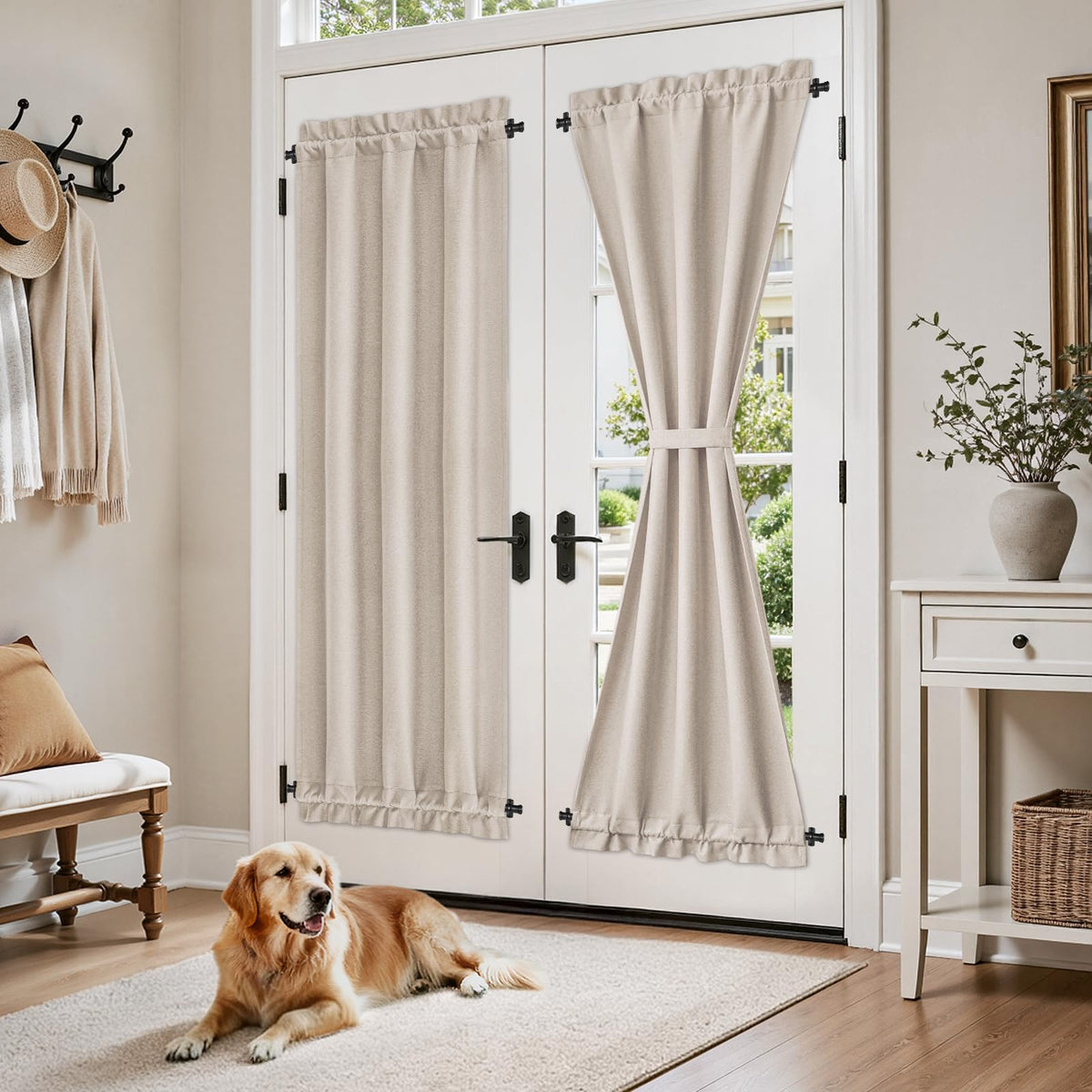 100% Blackout Linen Door Curtains 26x72 Inch Z57998