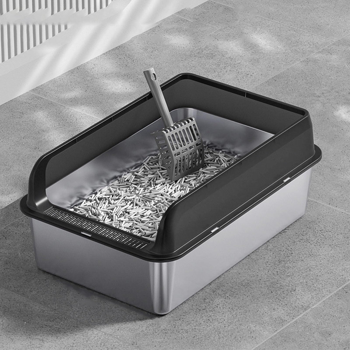 Stainless Steel Litter Box with Lid H9654