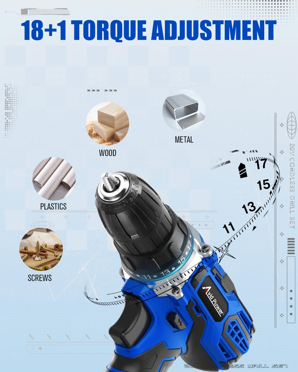 20V Cordless Drill Set with Battery and Charger A3125