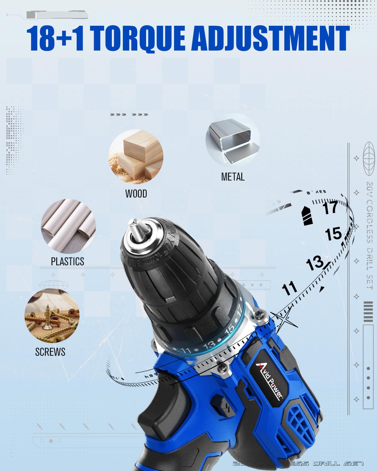 20V Cordless Drill Set with Battery and Charger A3125