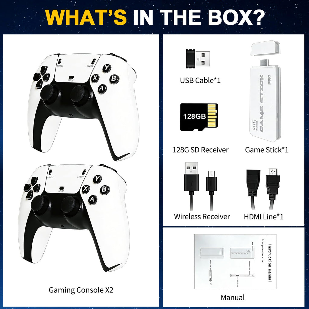 Retro Gaming Console Stick with Dual Wireless Controllers V887128