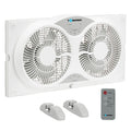 9 Inch Dual Window Fan with Remote Control, 3-Speed, White I99789