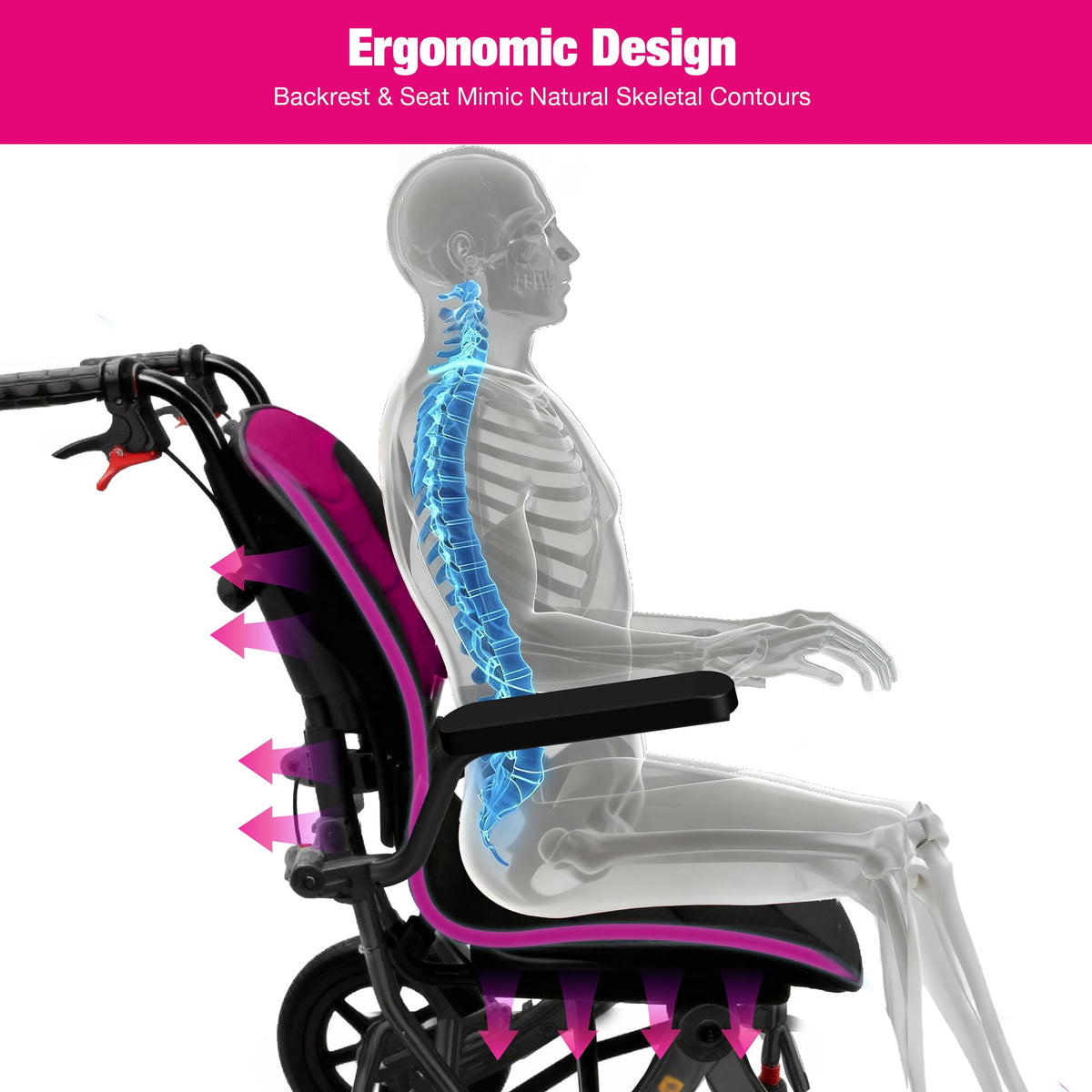 Lightweight Foldable Wheelchair with 12-inch Wheels and Removable Cushion T128