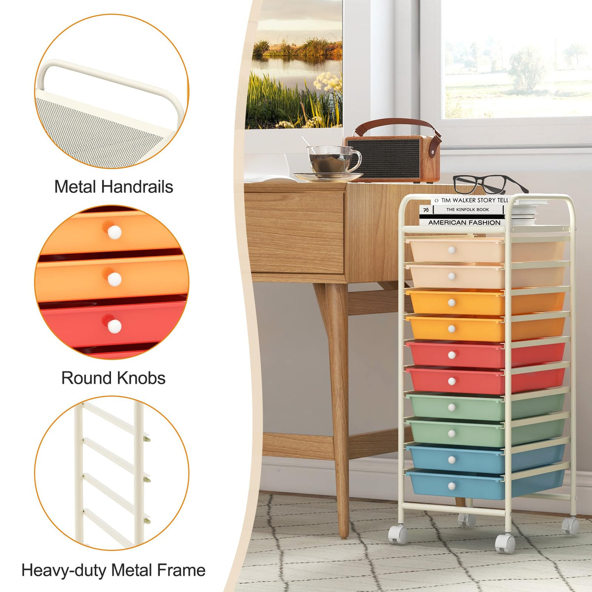 10 Drawer Rolling Storage Cart A6748