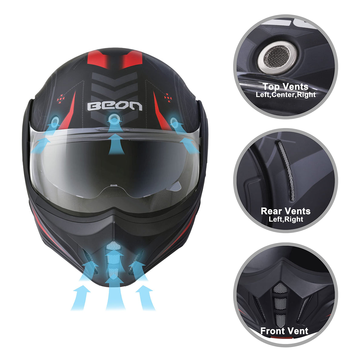 Full Face Motorcycle Helmet DOT Approved Modular with Anti-Fog Dual Visors X107223